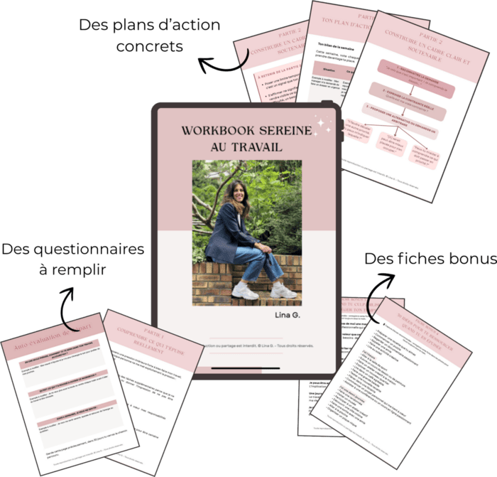 Le workbook Sereine au Travail et ses fiches bonus